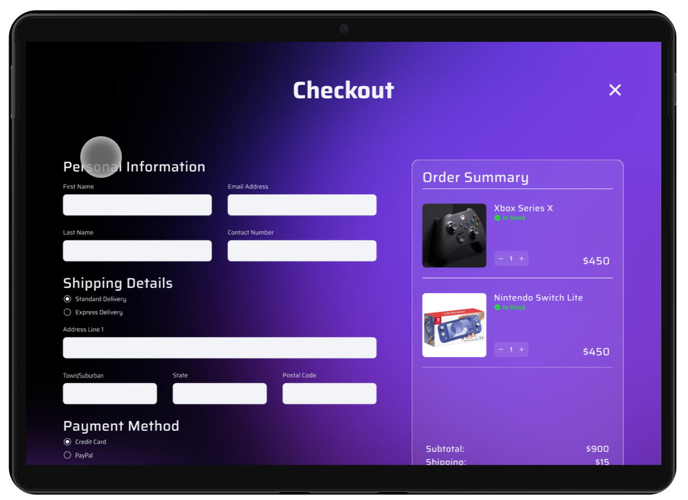 PC Prototype - Checkout Page